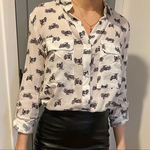 Motorcycle Print Blouse